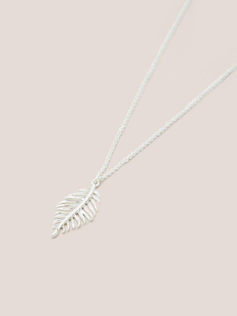 Feather Pendant Necklace in SLV TN MET - FLAT DETAIL