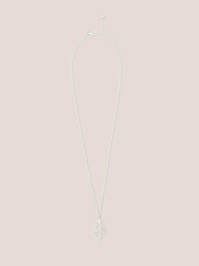Feather Pendant Necklace in SLV TN MET - FLAT FRONT