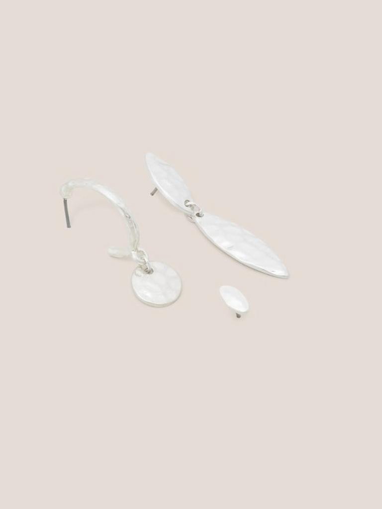 3 Pack Hammered Earrings in SLV TN MET - FLAT DETAIL