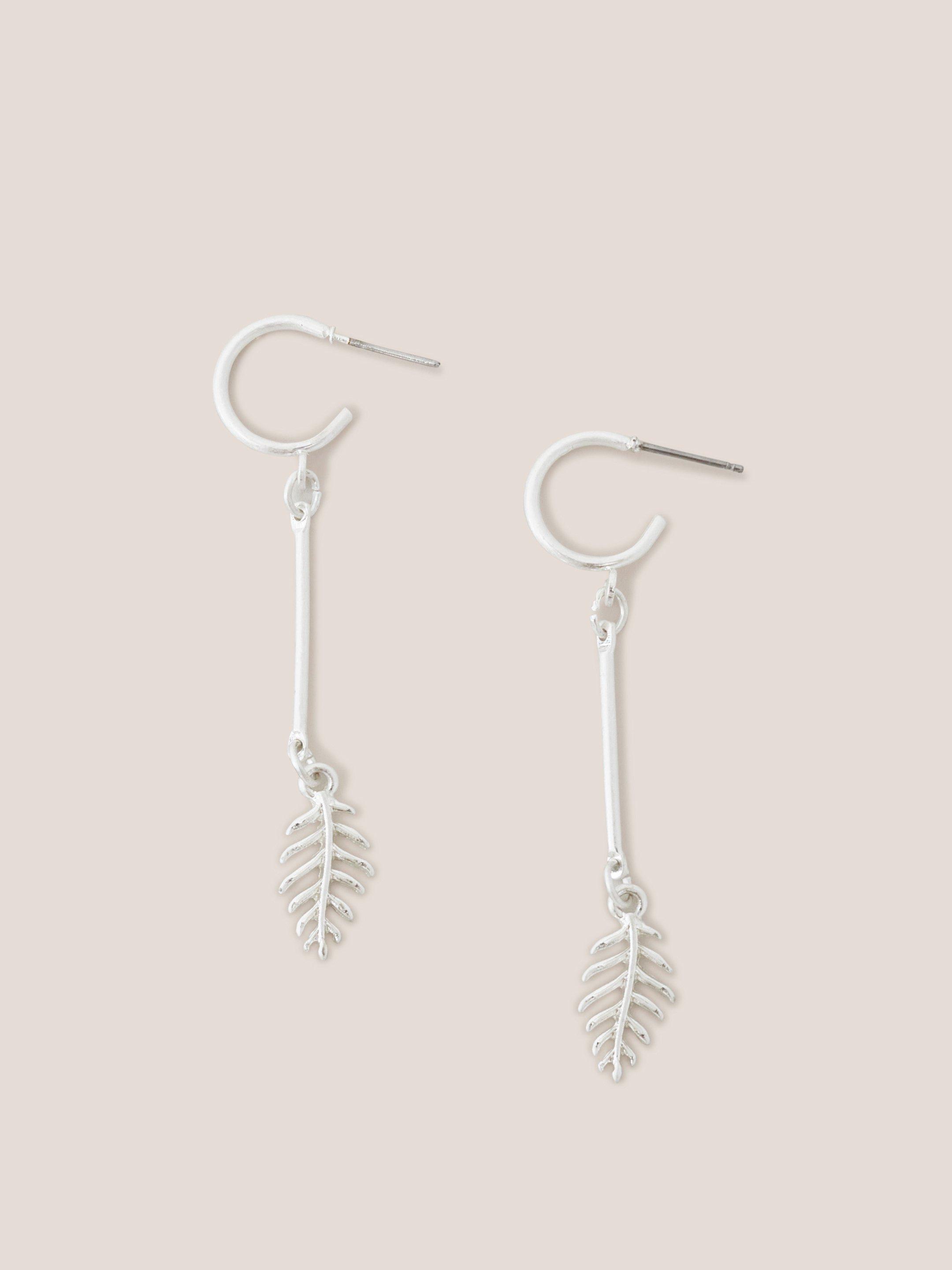 Feather Drop Earrings in SLV TN MET - FLAT BACK