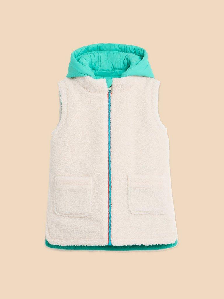 Unisex Borg Gilet in LGT NAT - FLAT DETAIL