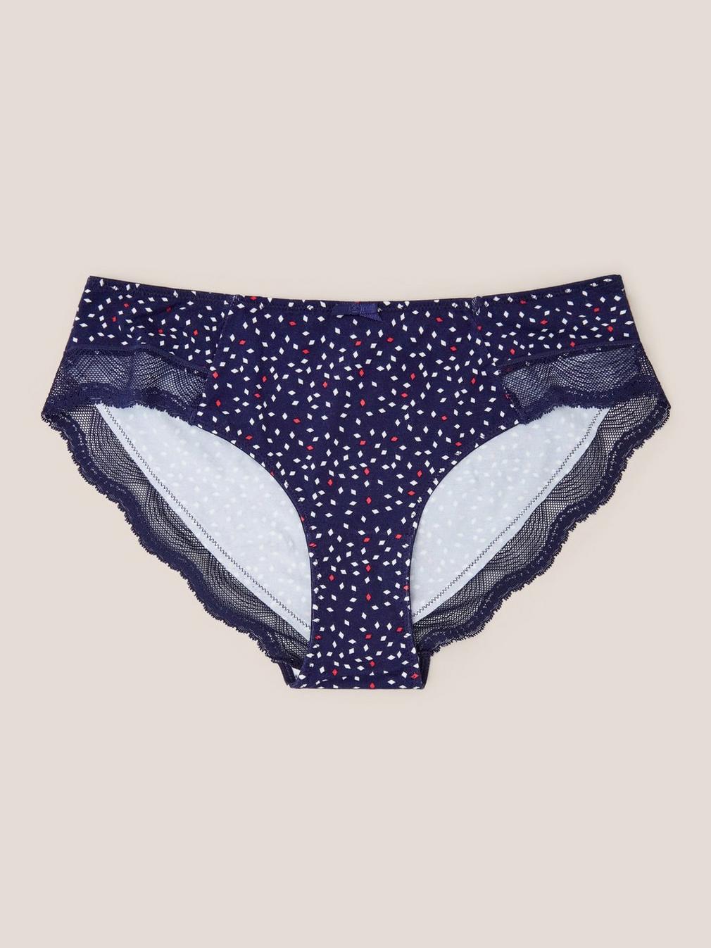 Shortie in NAVY MULTI - FLAT FRONT