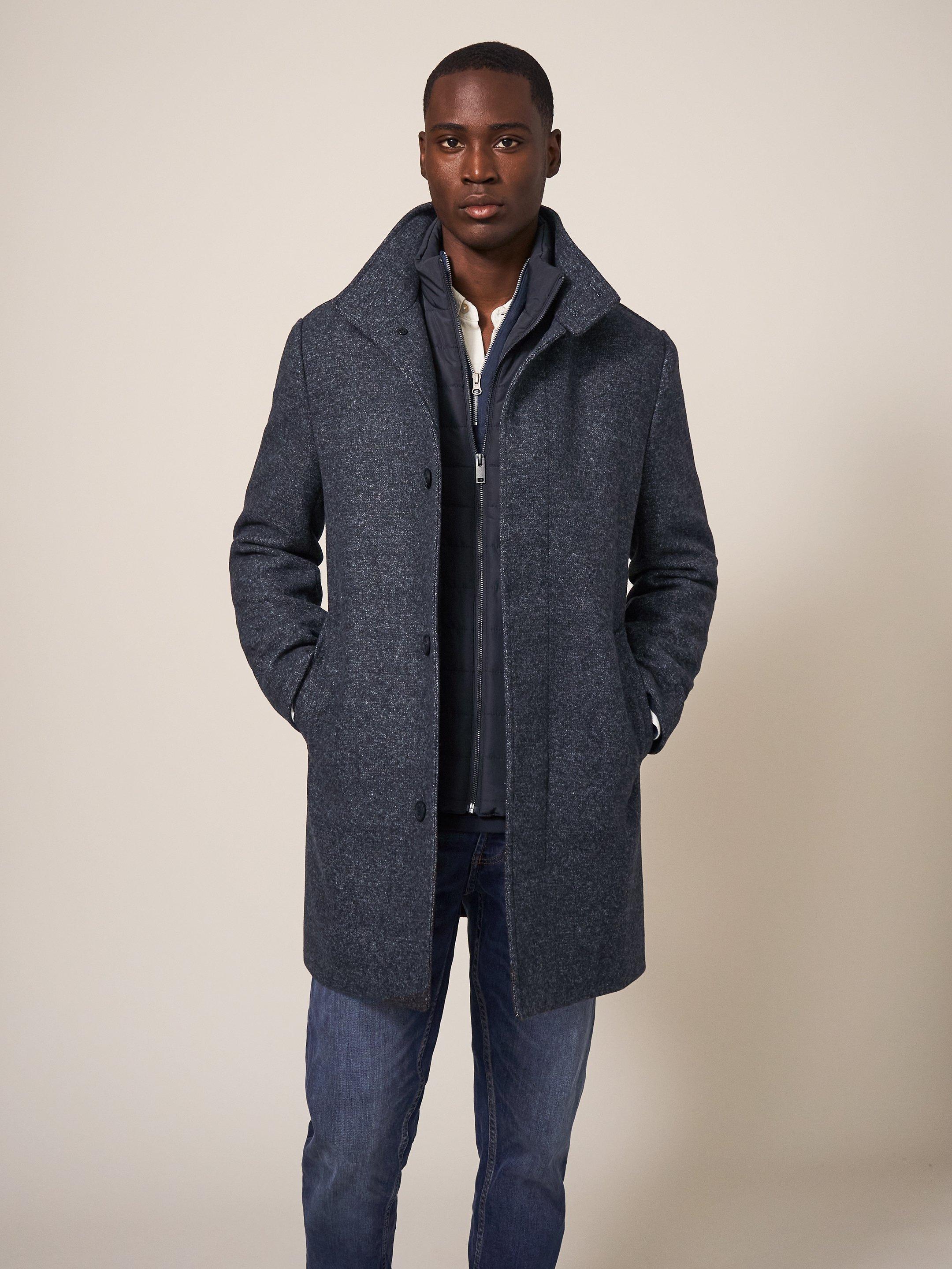 Horsholm Wool Funnel Coat in CHARC GREY - MODEL DETAIL