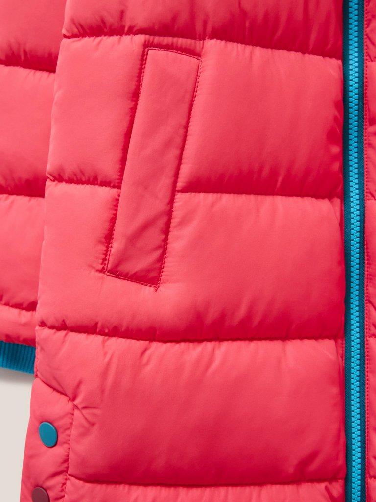 Longline Quilted Puffer Jacket in BRT PINK - FLAT DETAIL