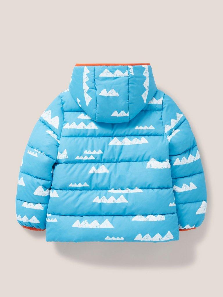 Quilted Print Puffer Jacket in BLUE PR - FLAT BACK