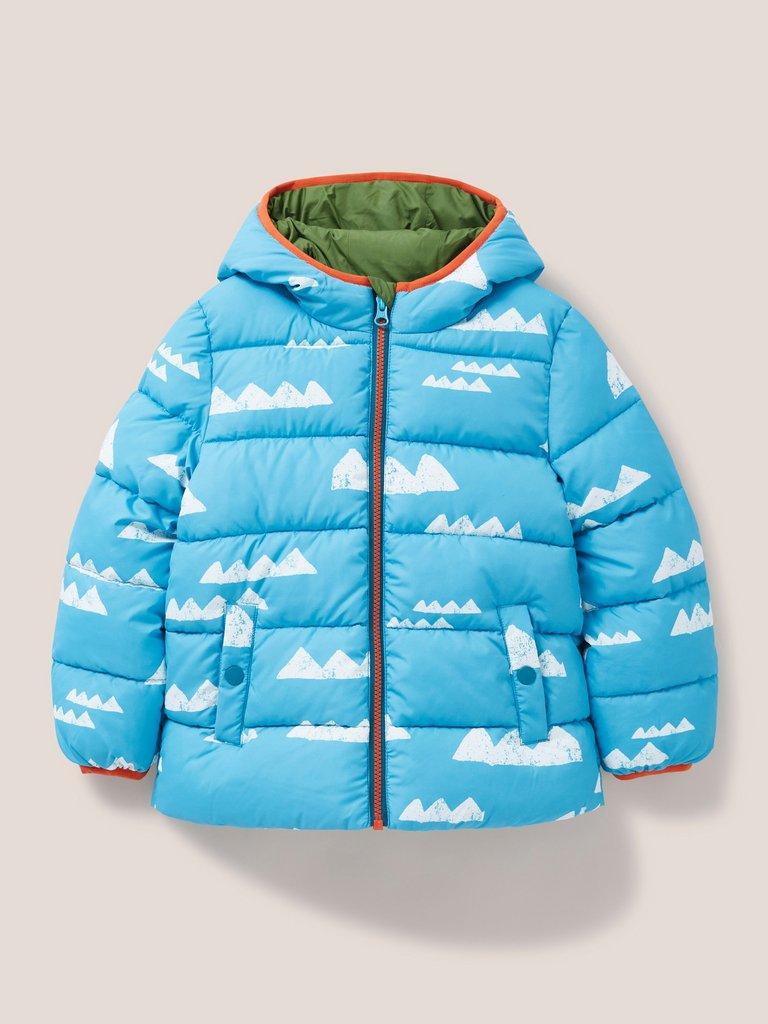 Quilted Print Puffer Jacket in BLUE PR - FLAT FRONT