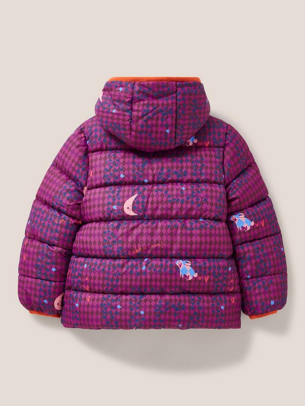 Quilted Print Puffer Jacket in PINK PR - FLAT BACK