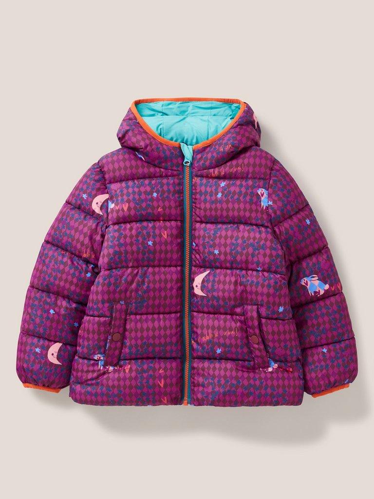 Quilted Print Puffer Jacket in PINK PR - FLAT FRONT
