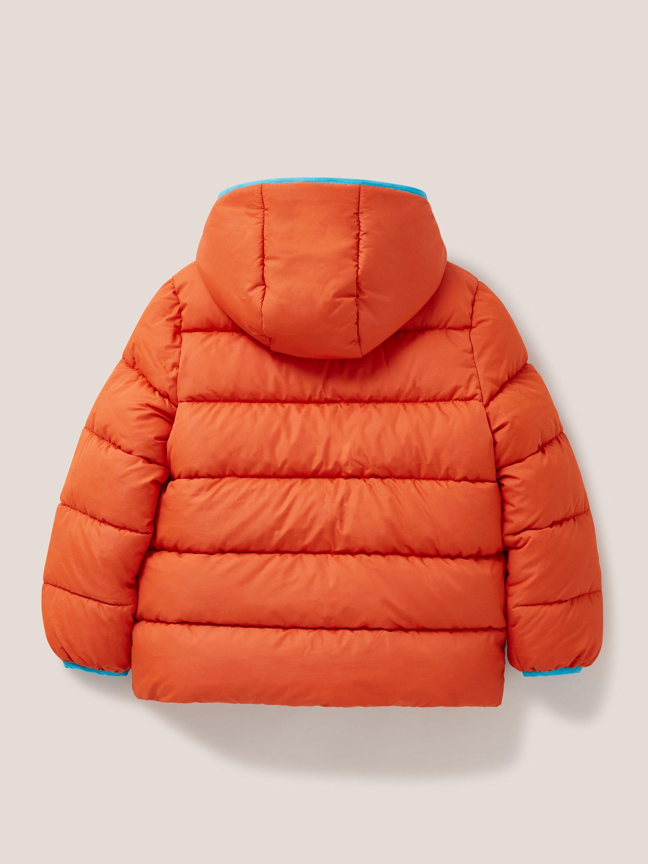 Quilted Puffer Jacket in MID ORANGE - FLAT BACK