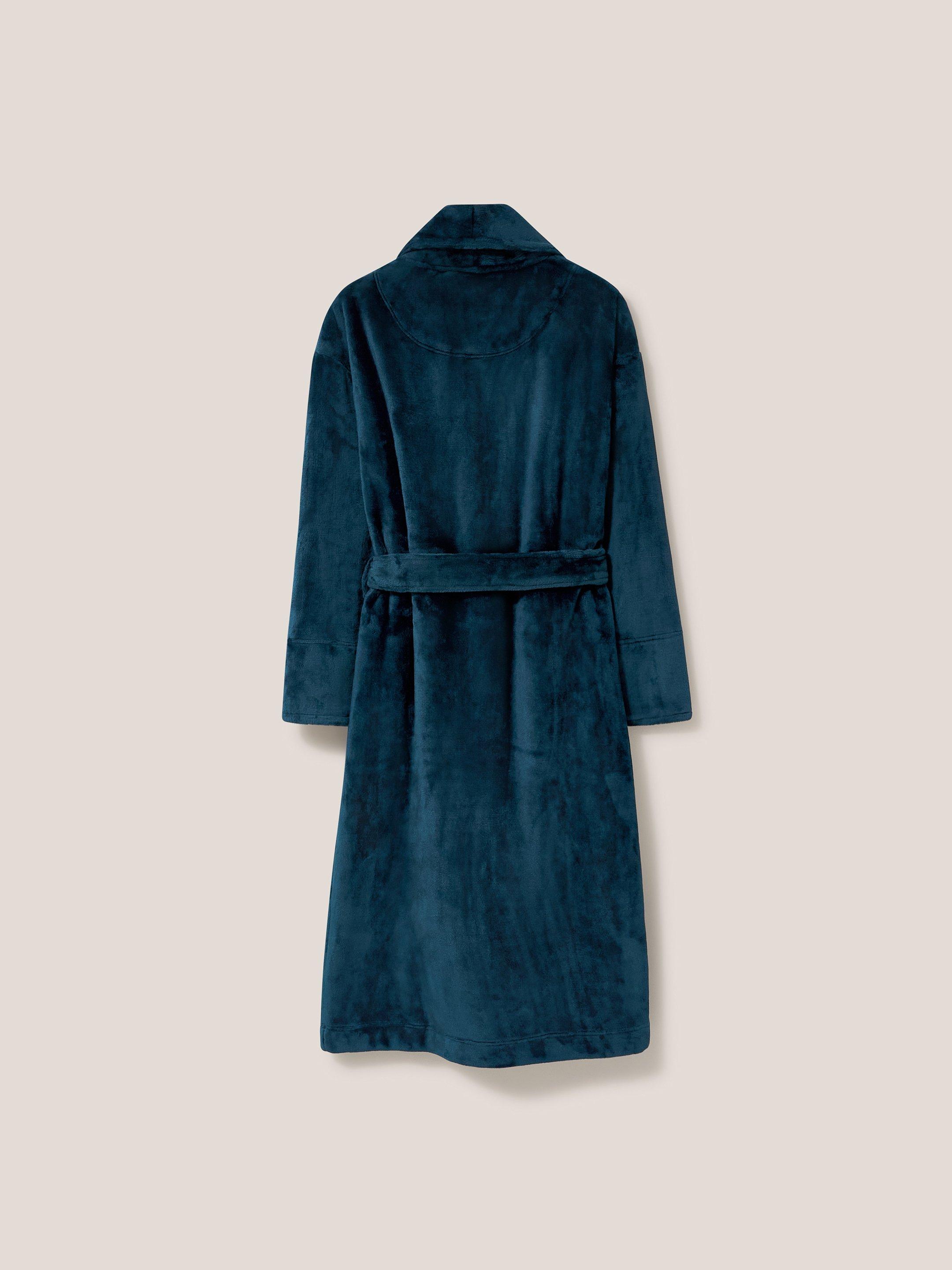 Clover Cosy Dressing Gown in DK TEAL - FLAT BACK