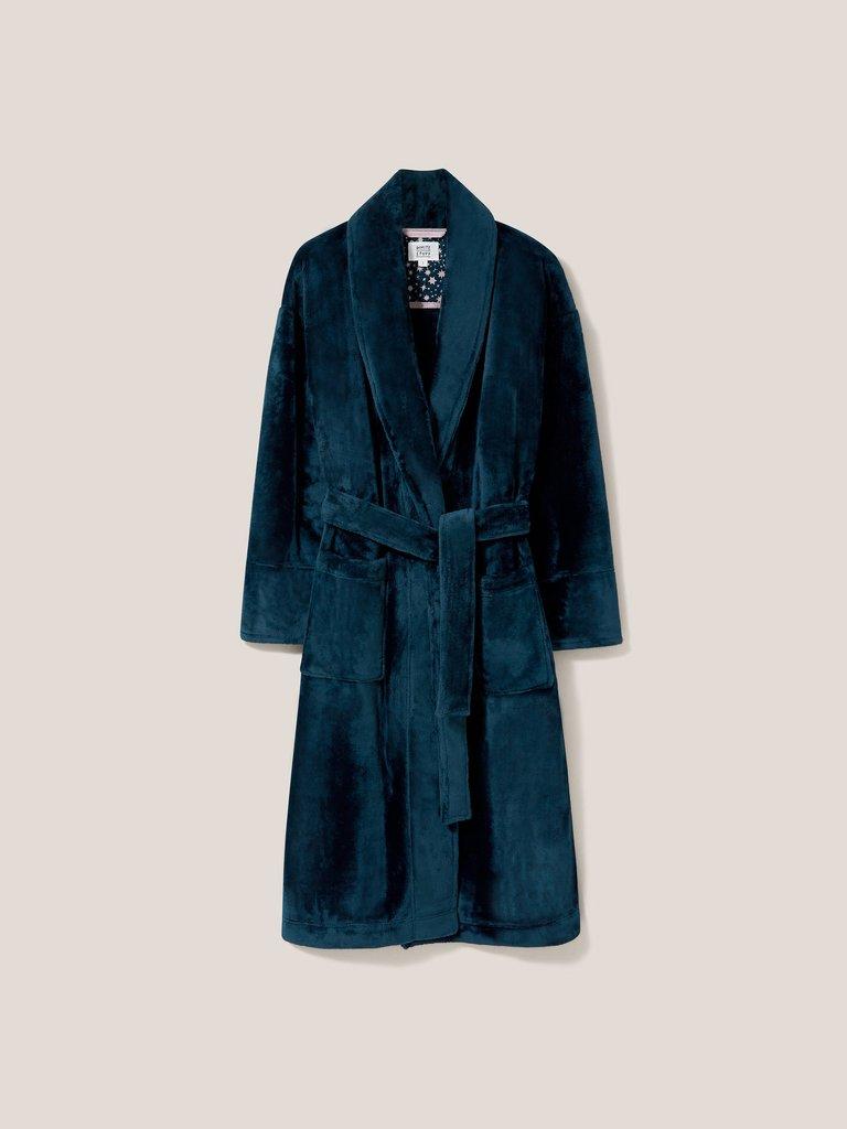 Clover Cosy Dressing Gown in DK TEAL - FLAT FRONT