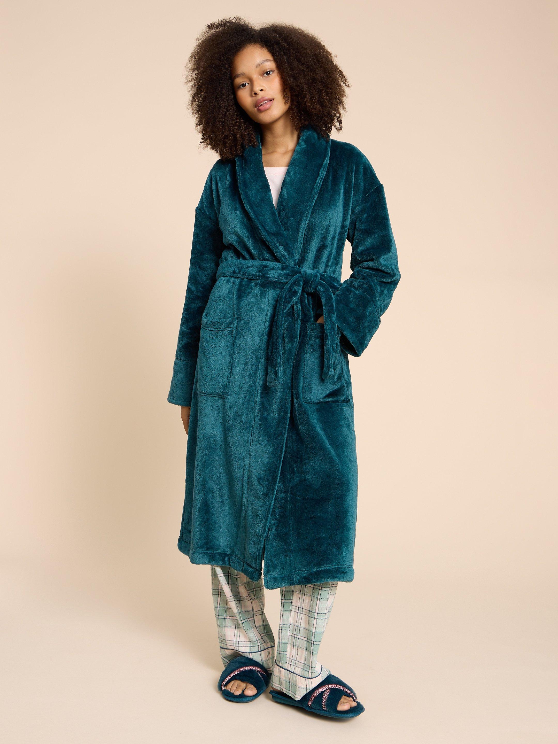 Clover Cosy Dressing Gown in DK TEAL - LIFESTYLE