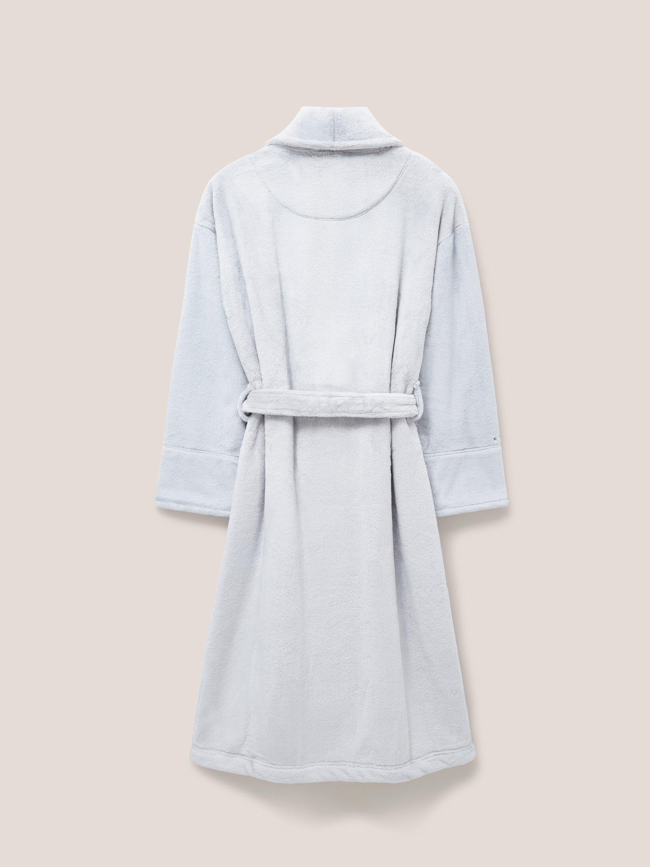 Clover Cosy Dressing Gown in LGT GREY - FLAT BACK