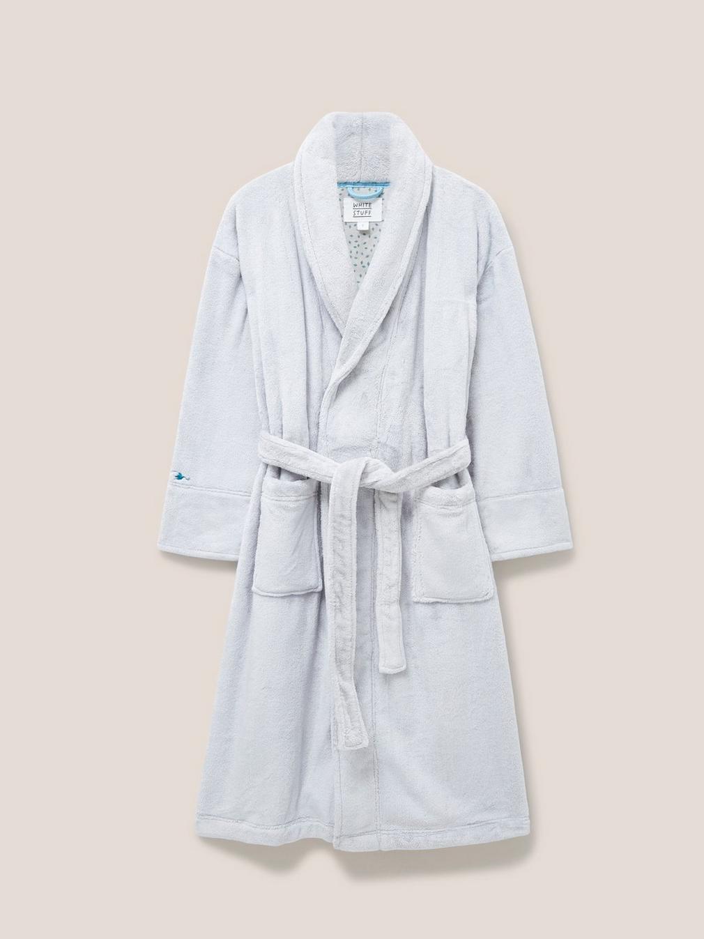 Clover Cosy Dressing Gown in LGT GREY - FLAT FRONT