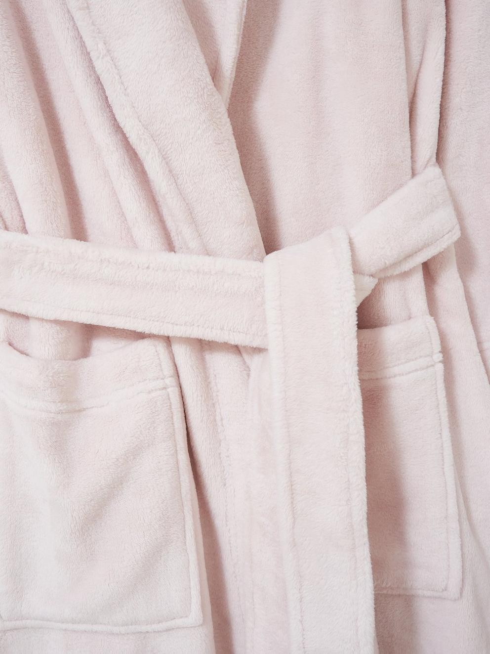 Clover Long Sleeve Dressing Gown in LGT PINK - FLAT DETAIL