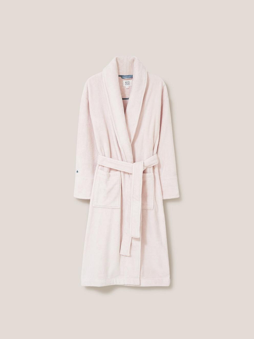 Clover Long Sleeve Dressing Gown in LGT PINK - FLAT FRONT