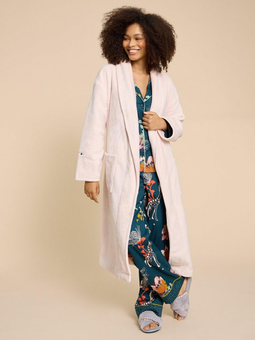 Clover Long Sleeve Dressing Gown in LGT PINK - LIFESTYLE