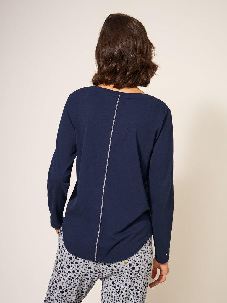 Eva Jersey PJ Top in DARK NAVY - MODEL BACK