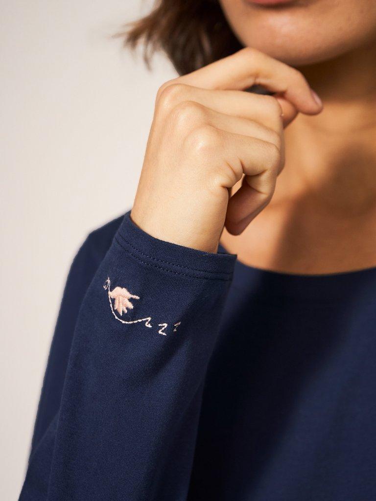 Eva Jersey PJ Top in DARK NAVY - MODEL DETAIL