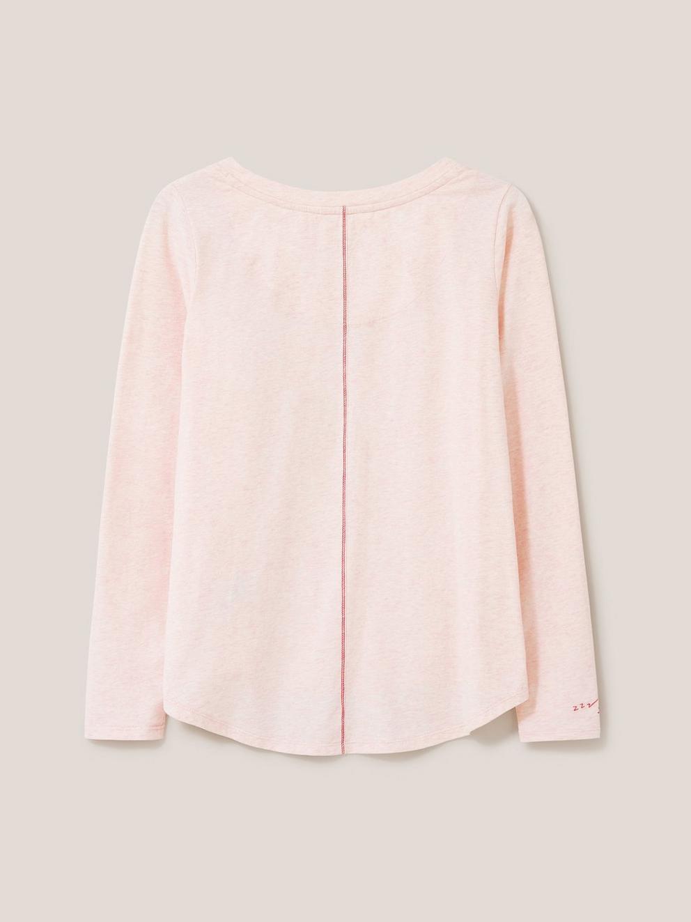 Eva Jersey Long Sleeve PJ Top in LGT PINK - FLAT BACK