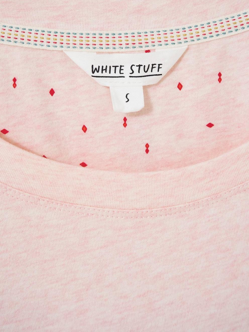 Eva Jersey Long Sleeve PJ Top in LGT PINK - FLAT DETAIL
