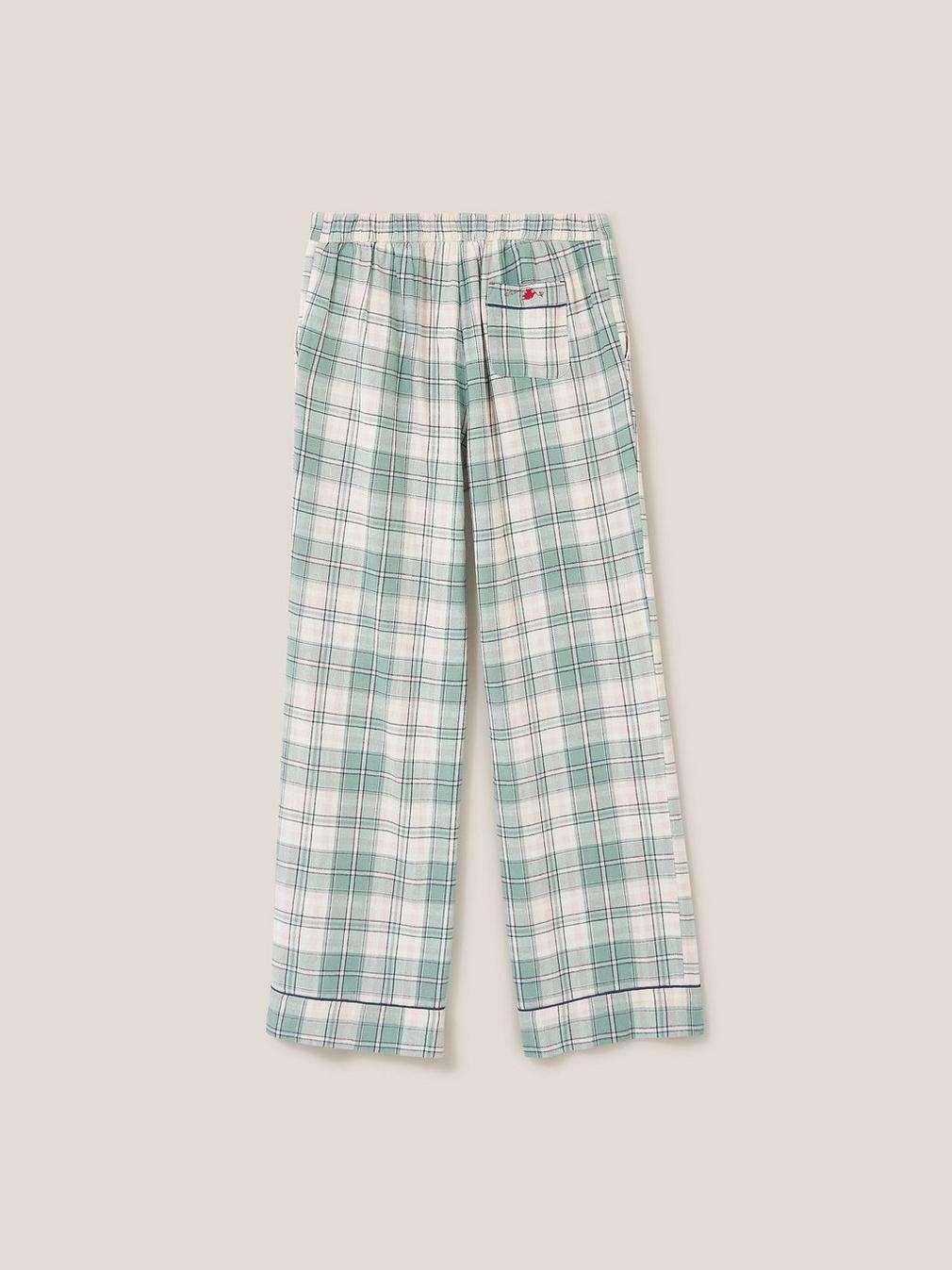 Nina Organic Check PJ Bottom in GREEN MLT - FLAT BACK