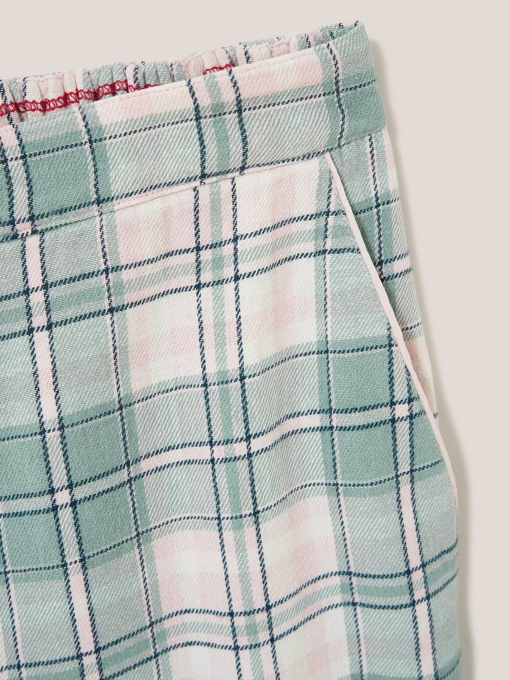 Nina Organic Check PJ Bottom in GREEN MLT - FLAT DETAIL