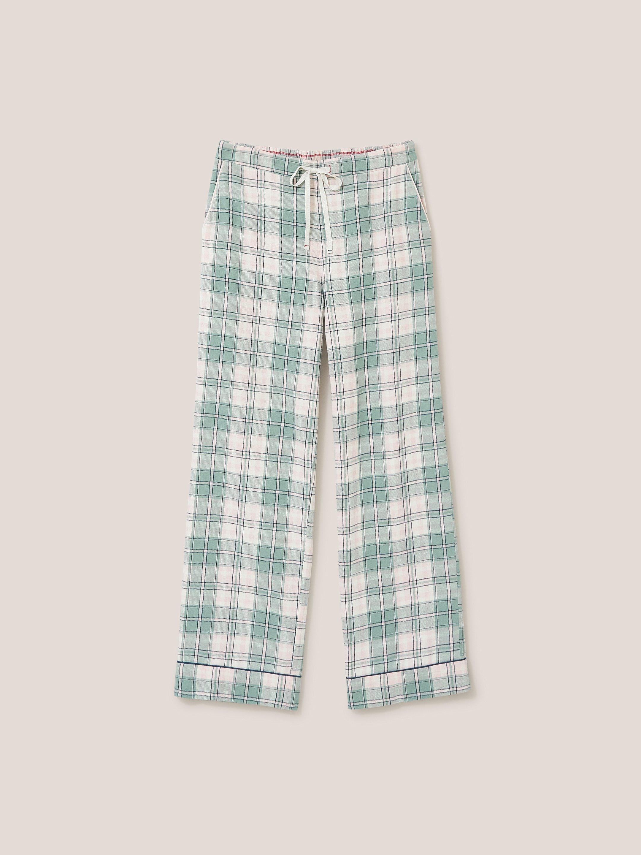 Nina Organic Check PJ Bottom in GREEN MLT - FLAT FRONT