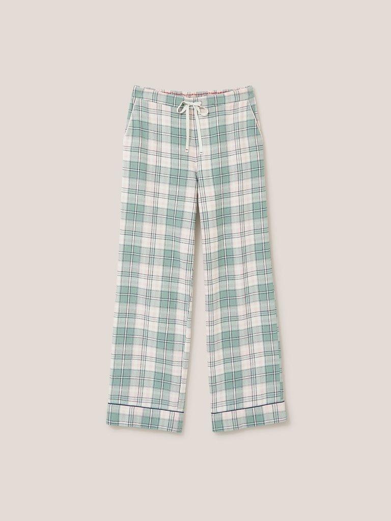 Nina Organic Check PJ Bottoms in GREEN MLT - FLAT FRONT