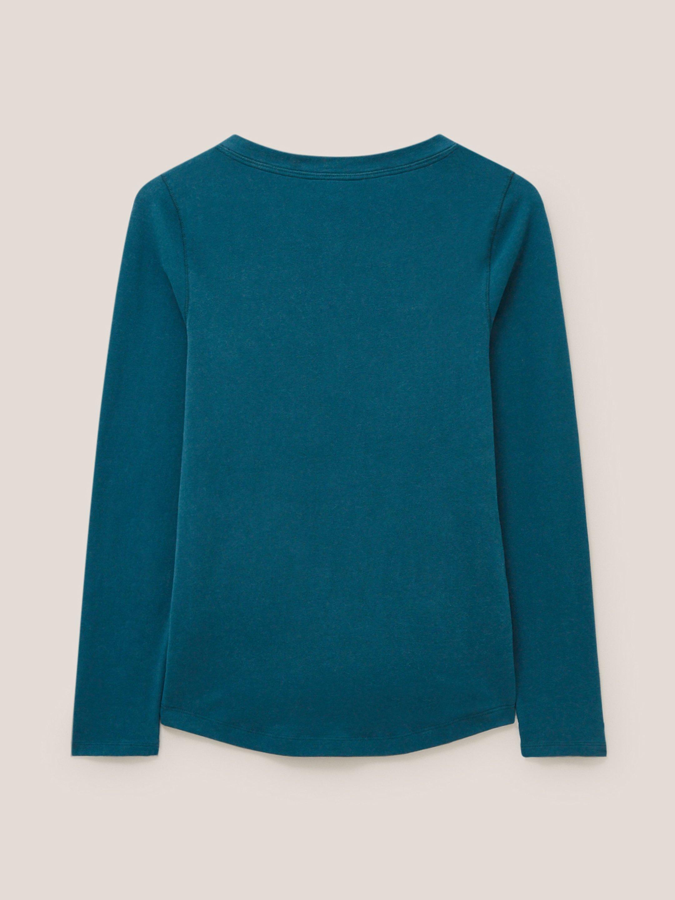 Hailey Henley PJ Top in MID TEAL - FLAT BACK