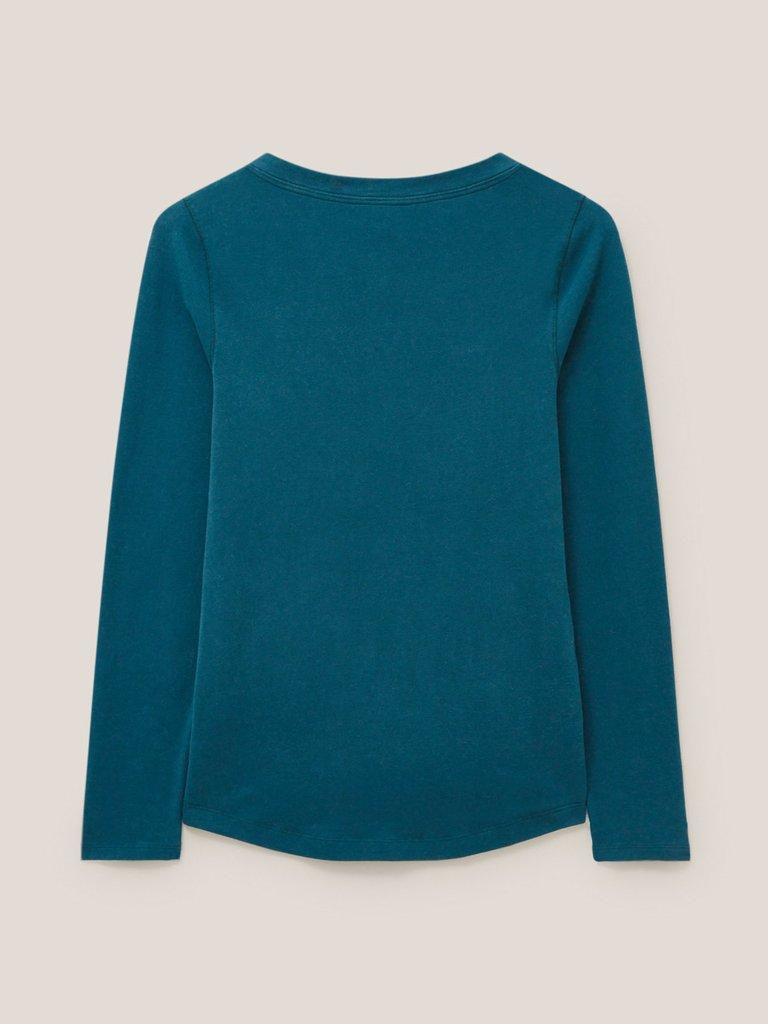 Hailey Henley PJ Top in MID TEAL - FLAT BACK