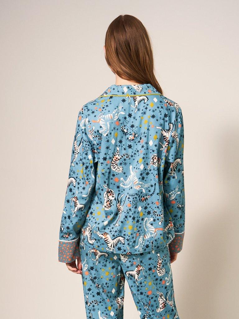 Nina Organic PJ Shirt in BLUE MLT - MODEL BACK