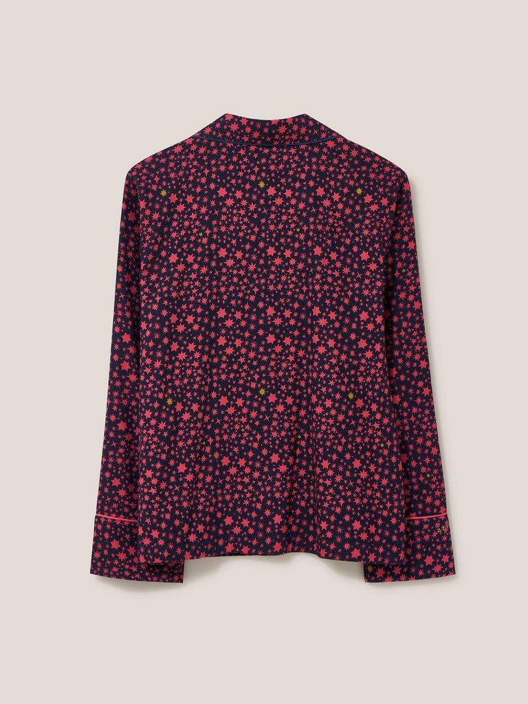 Nina Organic Long Sleeve PJ Shirt in NAVY MULTI - FLAT BACK