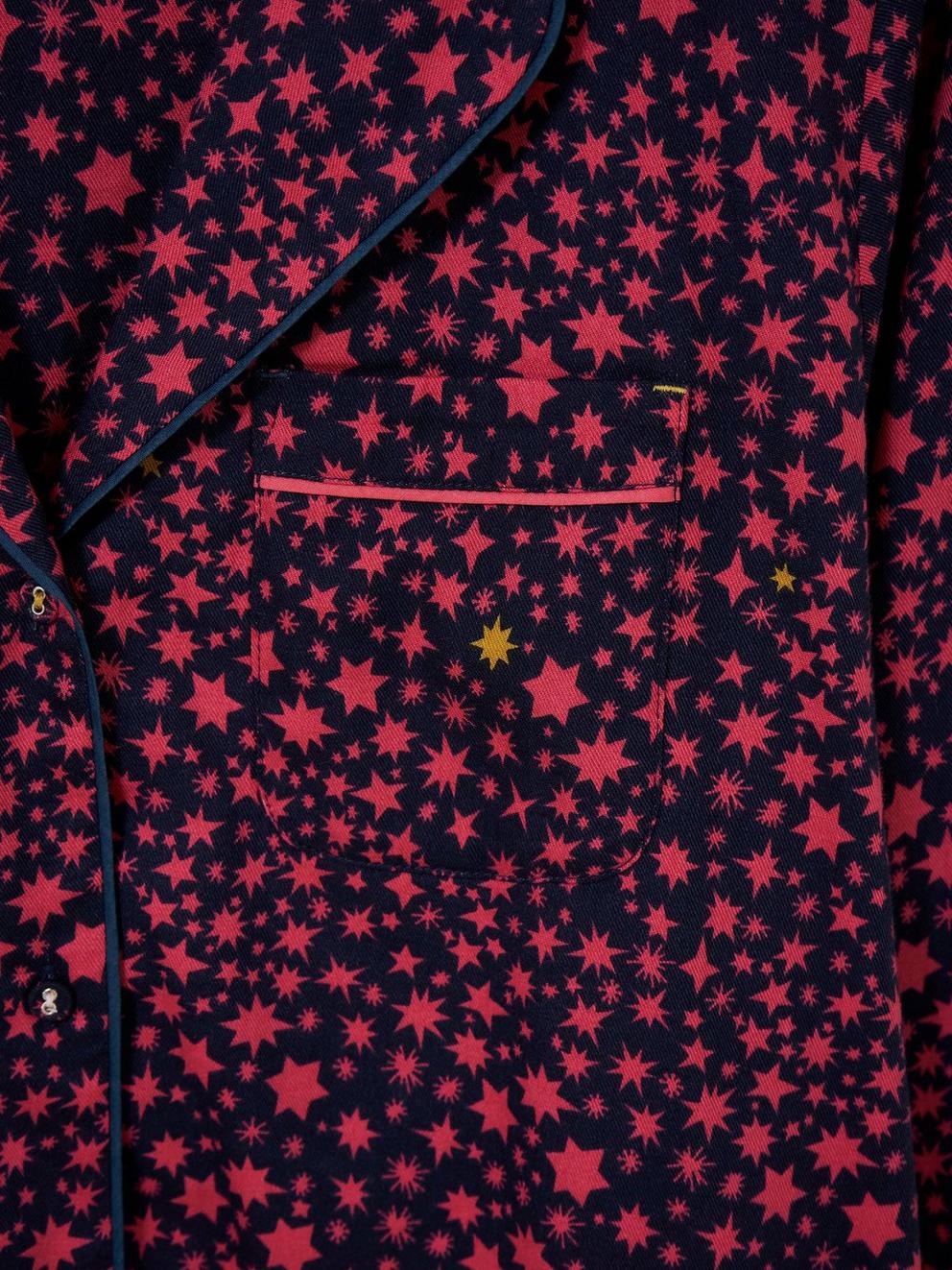 Nina Organic Long Sleeve PJ Shirt in NAVY MULTI - FLAT DETAIL