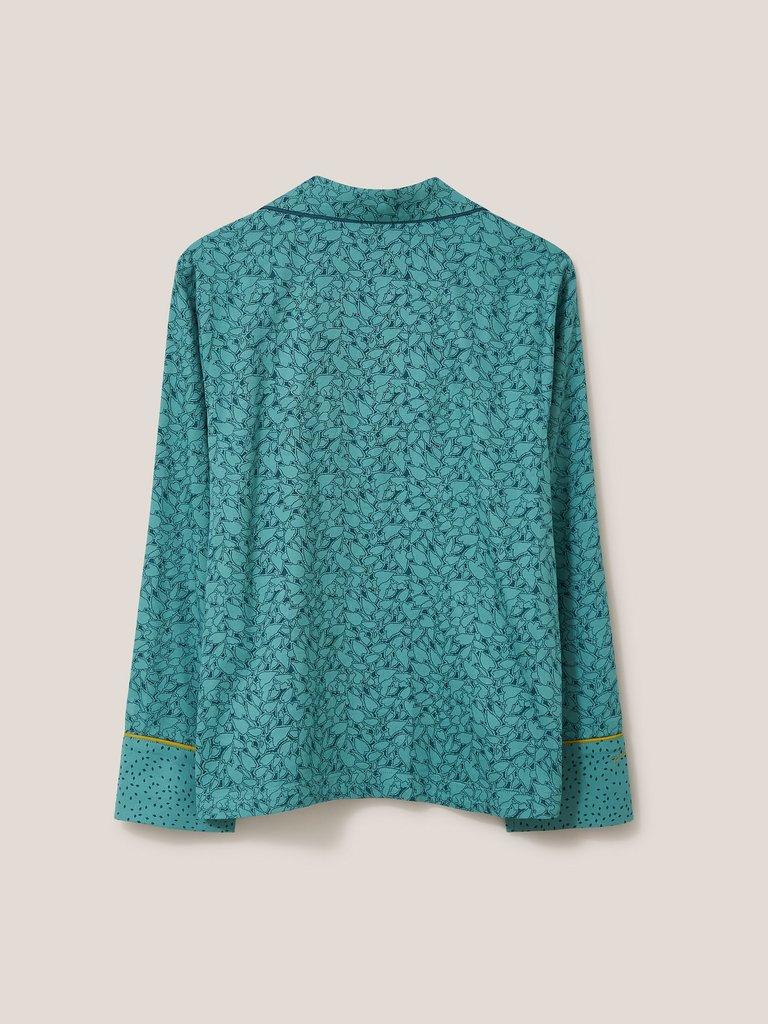 Nina Organic Long Sleeve PJ Shirt in TEAL MLT - FLAT BACK