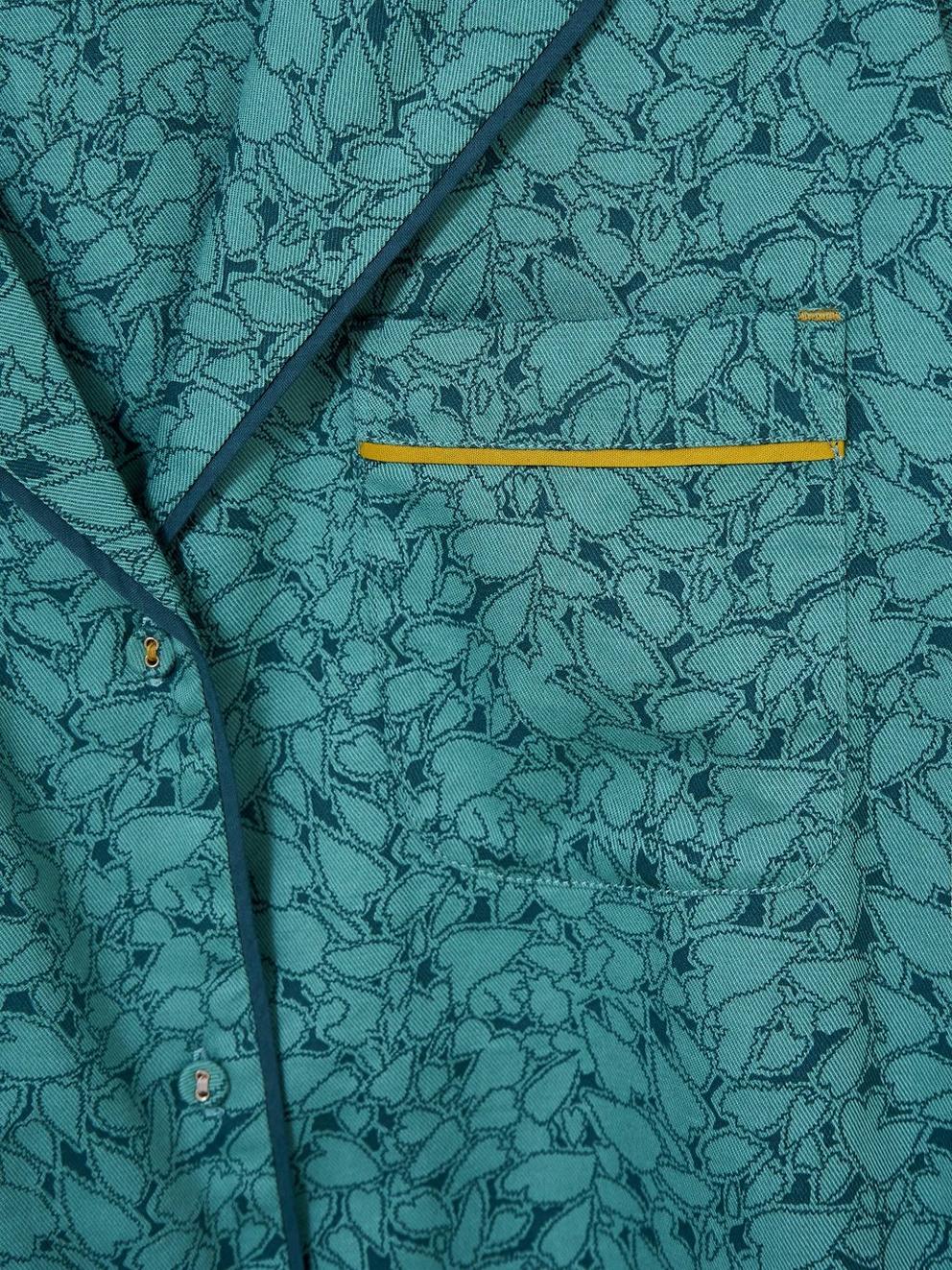 Nina Organic Long Sleeve PJ Shirt in TEAL MLT - FLAT DETAIL