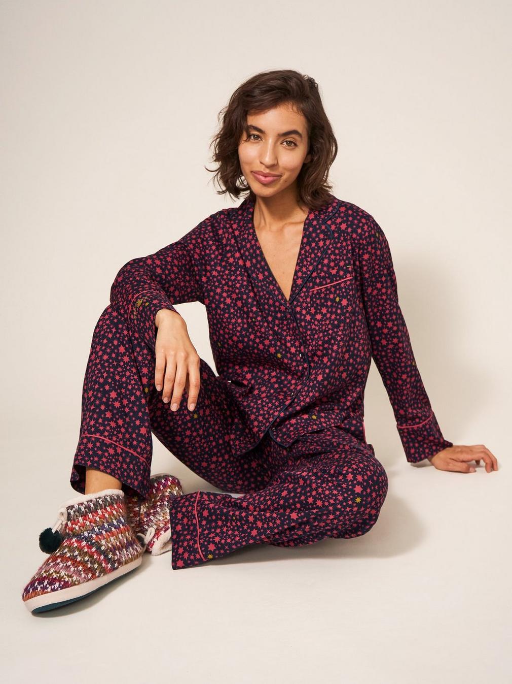 Nina Organic PJ Bottom in NAVY MULTI - LIFESTYLE