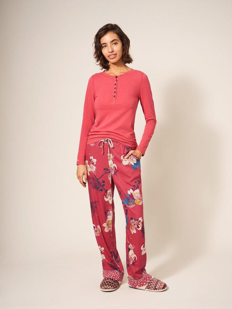 Nina Organic PJ Bottom in PINK MLT - MODEL DETAIL