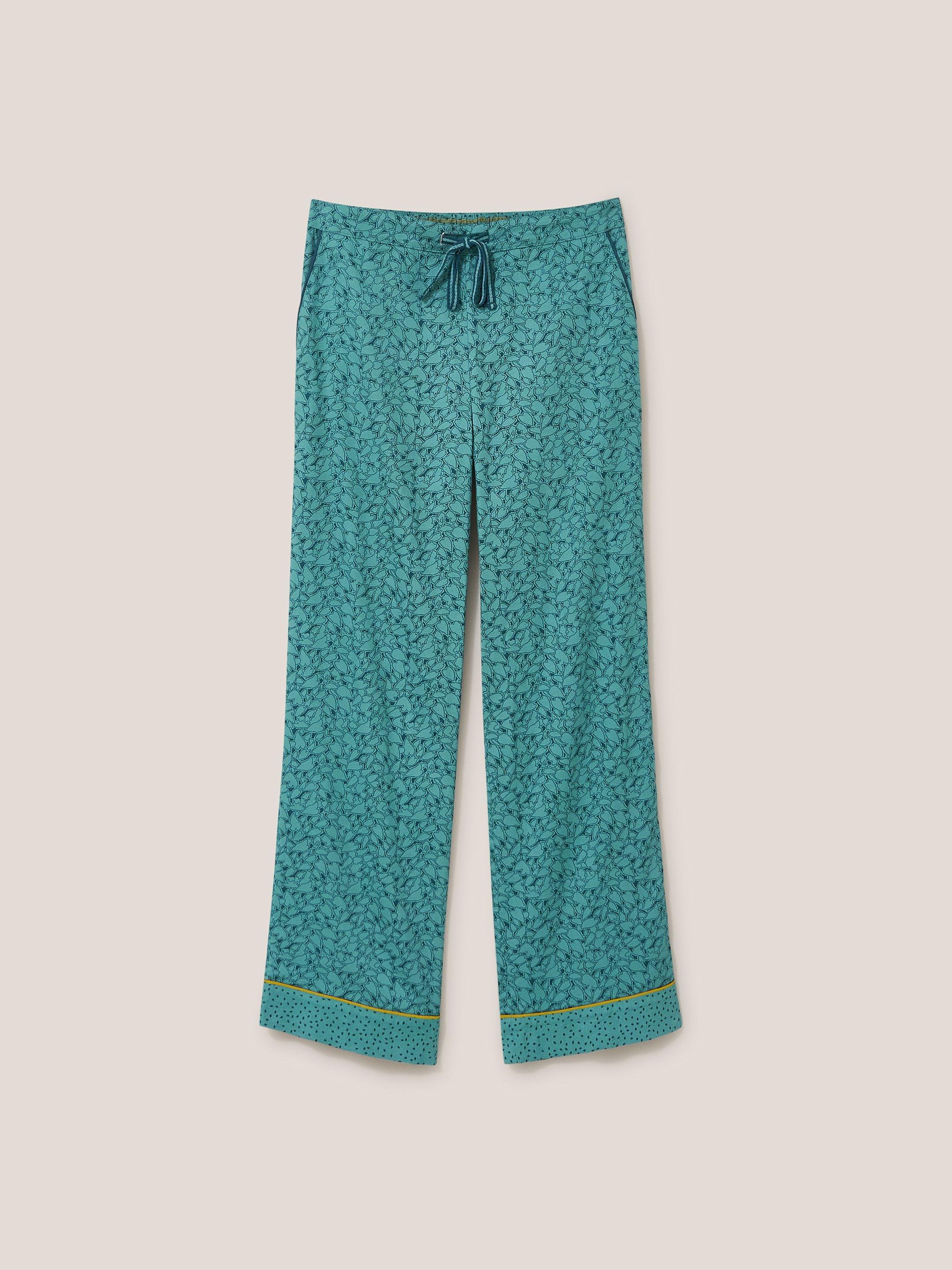 Nina Organic Check PJ Bottom in TEAL MULTI