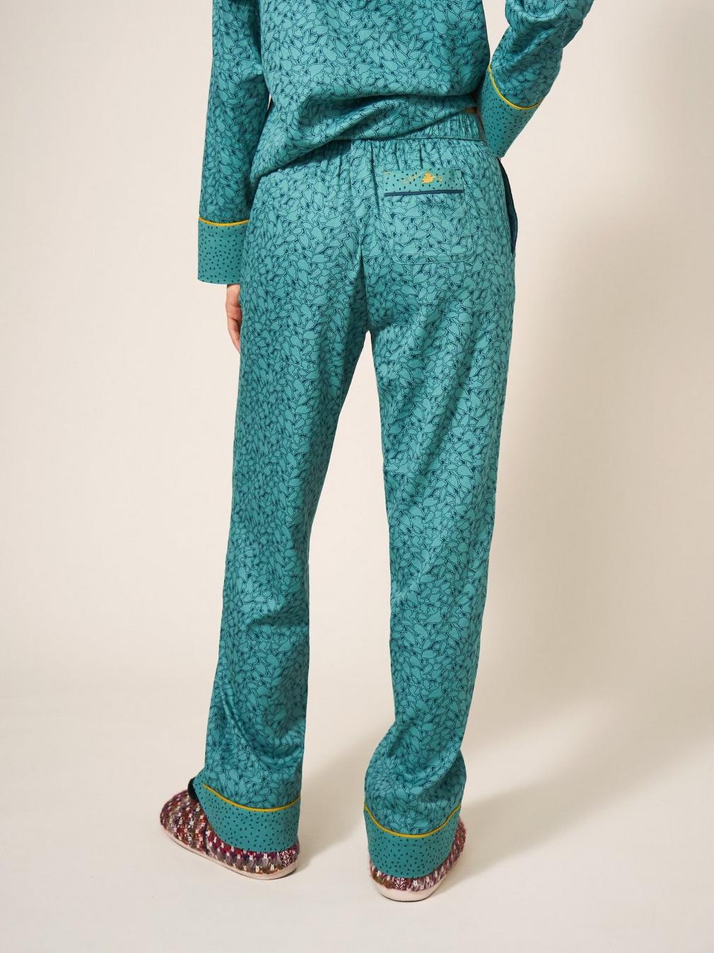 Nina Organic PJ Bottom in TEAL MLT - MODEL BACK