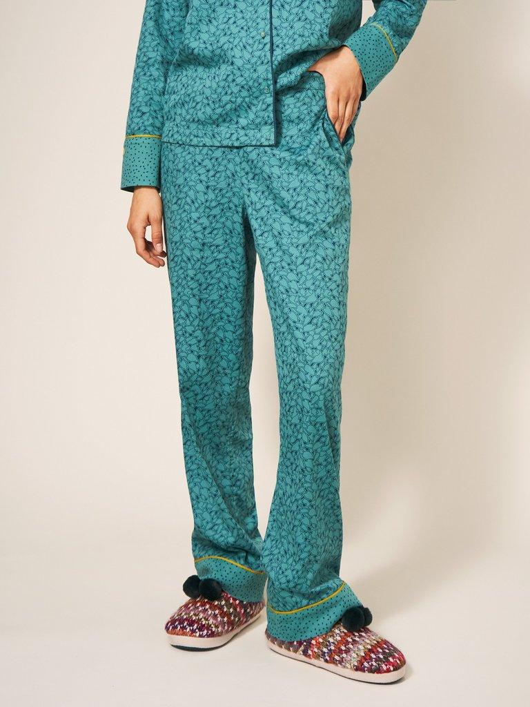 Nina Organic PJ Bottom in TEAL MLT - MODEL DETAIL