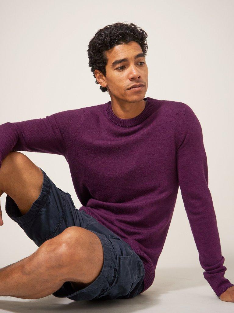 Newport Crew Neck Jumper in MID PLUM White Stuff