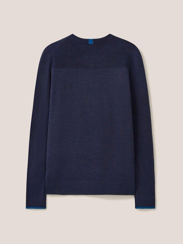 Newport Merino Vee Neck in DARK NAVY - FLAT BACK