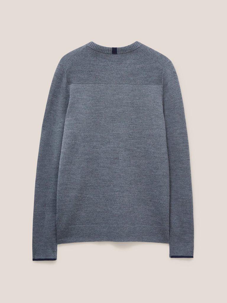 Newport Merino Vee Neck in DK GREY - FLAT BACK