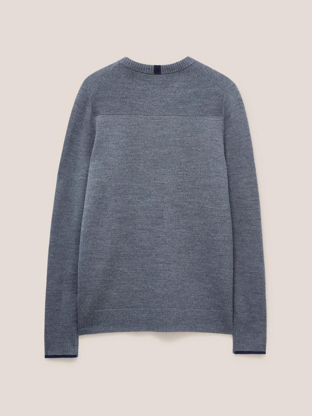 Newport Merino Vee Neck in DK GREY - FLAT BACK