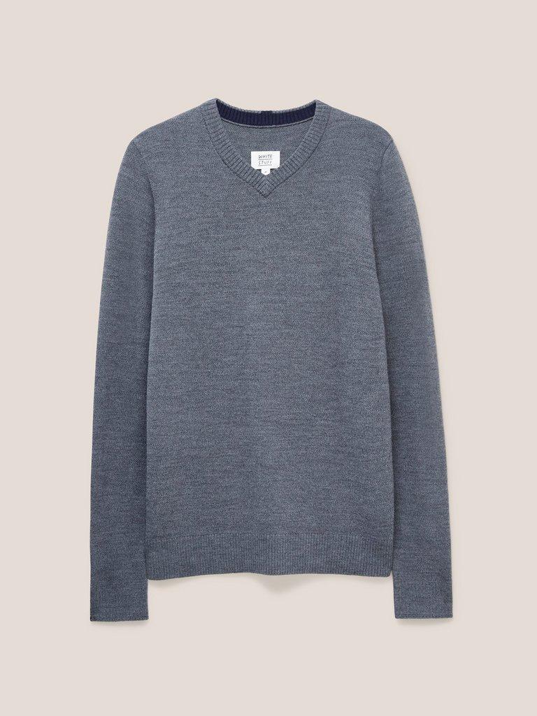 Newport Merino Vee Neck in DK GREY - FLAT FRONT