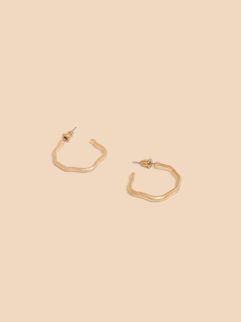 Abstract Hoop Earrings in GLD TN MET - FLAT DETAIL