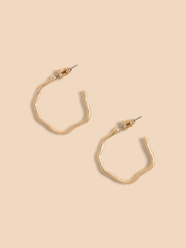 Abstract Hoop Earrings in GLD TN MET - FLAT FRONT