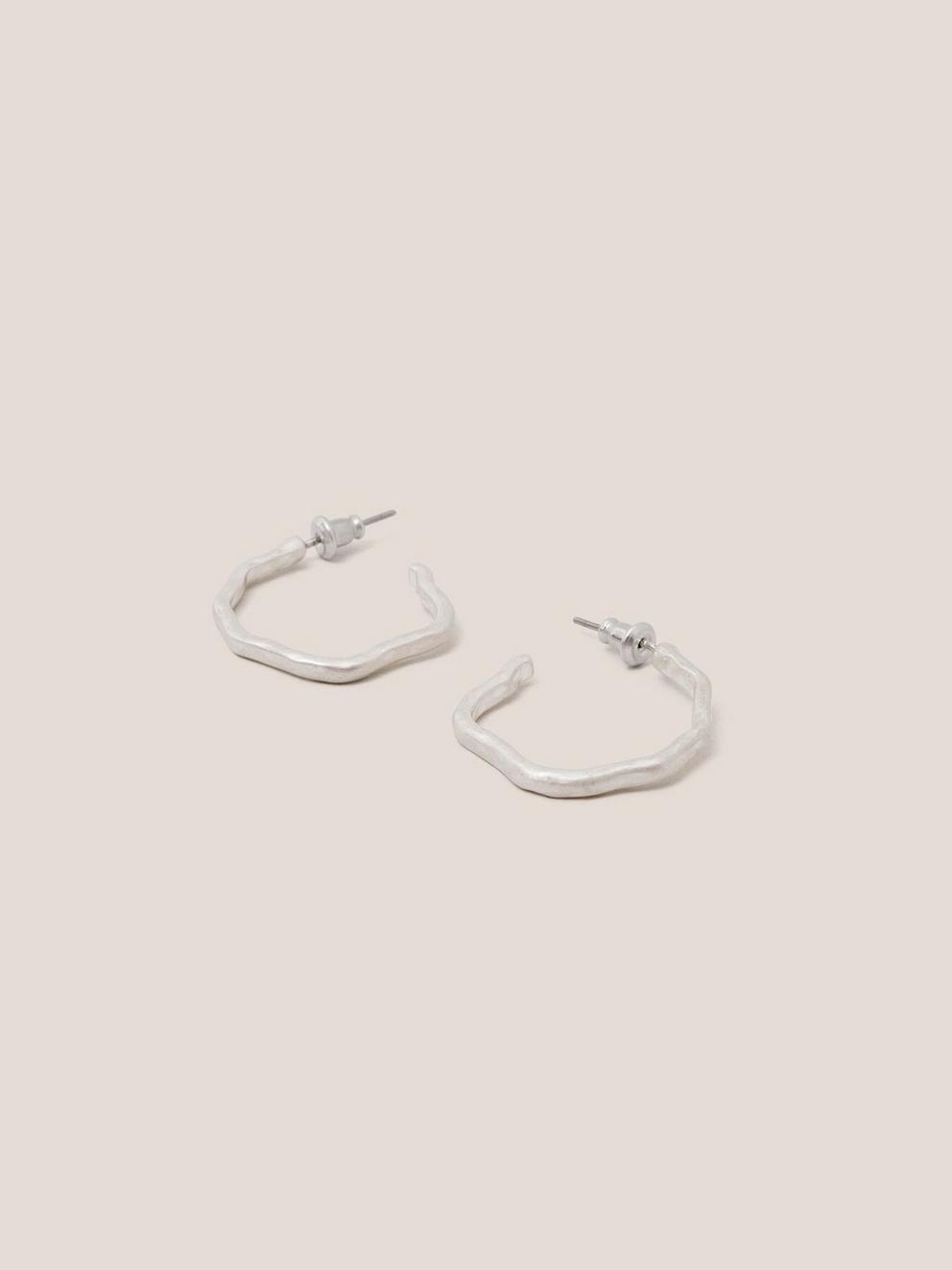 Abstract Hoop Earrings in SLV TN MET - FLAT DETAIL