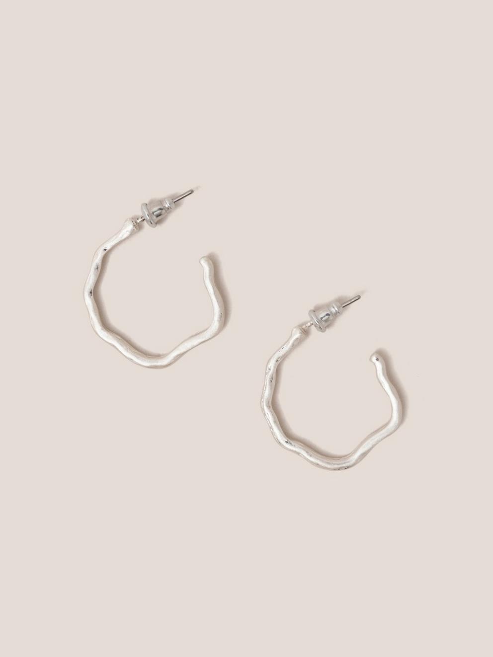 Abstract Hoop Earrings in SLV TN MET - FLAT FRONT